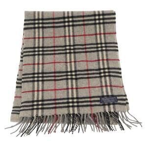 Burberrys Nova Check Scarf Wool Gray Auth am10431V